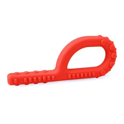 Afbeelding van ARK® Grabber Standard in glad of getextureerd met eenvoudige hantering voor kinderen door lusvorm incl. ATC onderhoudsinstructies kaakmotoriek, bijtblok, kauwen, tanden (getextureerd, zacht rood)