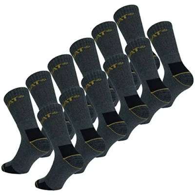 Afbeelding van Caterpillar Real Work Socks 12 paar herensokken voor veiligheidsschoenen heren Versterkt op hiel en teen met versterkte inslag Uitstekende kwaliteit garen Katoenen badstof (Antraciet, 41 45)