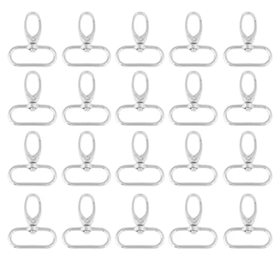 Afbeelding van 20 stuks karabijnhaken, zinklegering, draaisluitingen, sleutelkoord, karabijnhaak, sieradenzakje, zaksluiting, kreeftclip, sleutelhanger (32 mm)