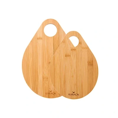 Afbeelding van Karaca 2 delige snijplank M voor de keuken Lab grote houten plank trancheerplank bamboe hout