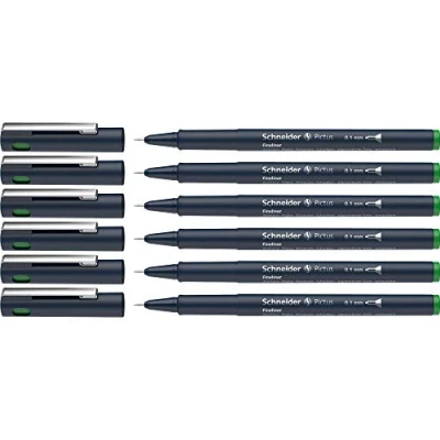 Afbeelding van Schneider Pictus Fineliner (lijndikte 0,1 mm, onuitwisbare pigmentliner, metalen punt, behuizing van 85% gerecycled kunststof) verpakking 6, groen