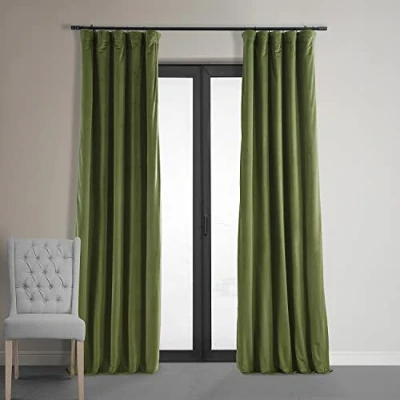Afbeelding van HPD Half Price Drapes VPCH P Signature Verduisteringsgordijn, fluweel, 1 paneel, 127 x 30 cm, Basque Green