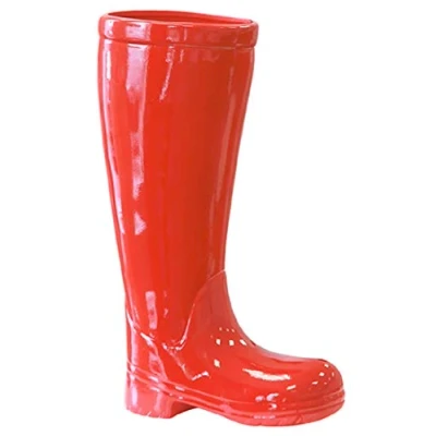 Afbeelding van GILDE Paraplustandaard Paraplubak laarzen, rood voor paraplu&#039;s, hoogte 45 cm, regenlaarzen model, van keramiek (1 stuk)
