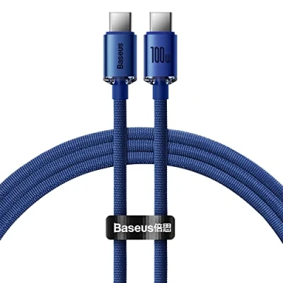 Afbeelding van Baseus Crystal Shine 100W 120 cm PD Type C oplaadkabel blauw