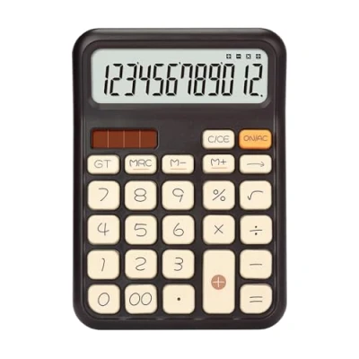 Afbeelding van OSALO Desktop Calculator Extra groot LCD scherm 12 cijferige grote knoppen boekhoudkundige rekenmachines batterij &amp; zonne energie voor kantoor, bedrijf, dagelijks thuis (A7 bruin)