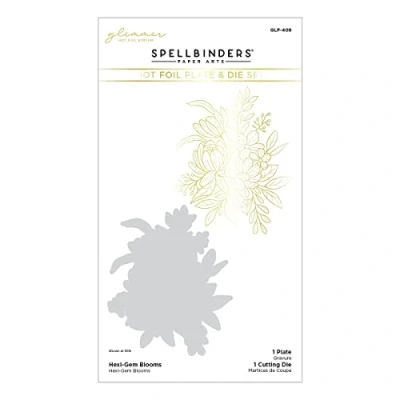 Afbeelding van Spellbinders Hexi Gem Blooms Glimmer Hot Foil Plate &amp; Die Set (GLP 409) (DISCONTINUED)