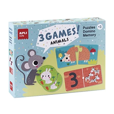Afbeelding van Apli kids puzzel, memorie en domino dieren