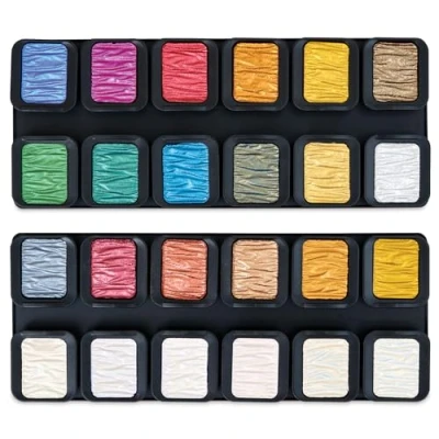 Afbeelding van Finetec premium aquarelverf parelmoer set 24 kleuren