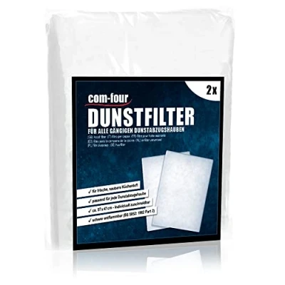 Afbeelding van COM FOUR® 2x filter voor afzuigkap op maat te knippen afzuigkapfilter universeel toepasbaar afzuigfilterinzet vetfiltermat wit dampfilter (2 stukken)