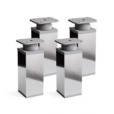 Afbeelding van sossai® design meubelpoten MFV1 set van 4 in hoogte verstelbaar Vierkant profiel: 40 x mm Kleur: chroom Hoogte: 80 (+ 20 mm) Inclusief hoogwaardige houtschroeven