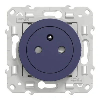 Afbeelding van Schneider Electric Odace S555052 stopcontact 2P + T vlak kobalt met klauwen