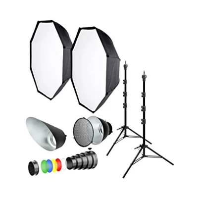 Afbeelding van BRESSER Studio Flitser Accessoire Pakket Octaboxen Lampstatief Reflector Spotreflector Honingraad Snoot