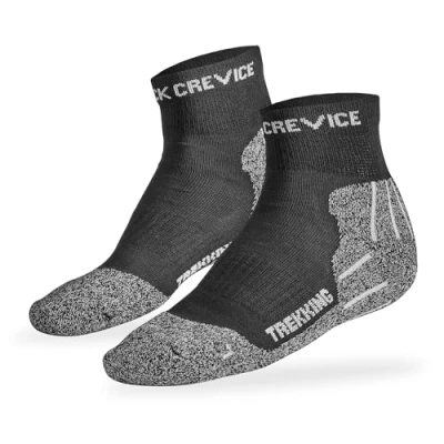 Afbeelding van Black Crevice Trekkingsokken, voor dames en heren, in verschillende kleuren maten, wandelsokken met versterkte tenen hiel, temperatuurregulerend ademend, 3 paar, kort grijs, 43 46 EU