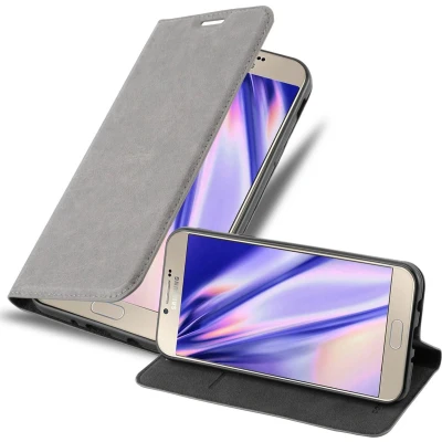 Afbeelding van Cadorabo Hoesje geschikt voor Samsung Galaxy A8 2016 in TITANIUM GRIJS Beschermhoes met magnetische sluiting, standfunctie en kaartvakje Book Case Cover Etui