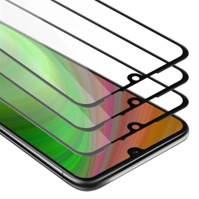 Afbeelding van Cadorabo 3x Screenprotector geschikt voor Honor 8A Volledig scherm pantserfolie Beschermfolie in TRANSPARANT met ZWART Getemperd (Tempered) Display beschermend glas 9H hardheid 3D Touch