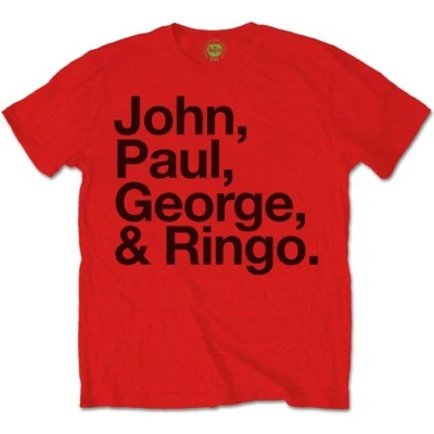 Afbeelding van The Beatles John, Paul, George &amp; Ringo Heren T shirt L Rood