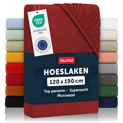 Afbeelding van Blumtal Hoeslaken Microvezel 120 x 190 cm Oeko Tex gecertificeerd tot 25 Matrashoogte Aurora Red Rood