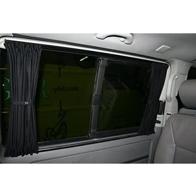 Afbeelding van BREMER SITZBEZÜGE Zonweringsgordijnen, compatibel met VW T5 T6 T6.1 Caravelle lange wielstandaard achterklep in wijnrood, campingaccessoires, camper gordijnen, set 713