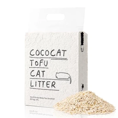 Afbeelding van Cococat Tofu kattenbakvulling sterk klonterend, doorspoelbaar, stofvrij, gemakkelijk opscheppen, biologisch afbreekbaar, jasmijnmelk thee geur voor uitstekende geurbestrijding (6 l x 1 stuks)