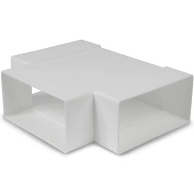 Afbeelding van 110 x 55 mm / 11 5,5 cm rechthoekig kanaal T stuk voor platte kanaalaansluiting ventilatiesysteem, verwarming, koeling 3 weg kanaaladapter