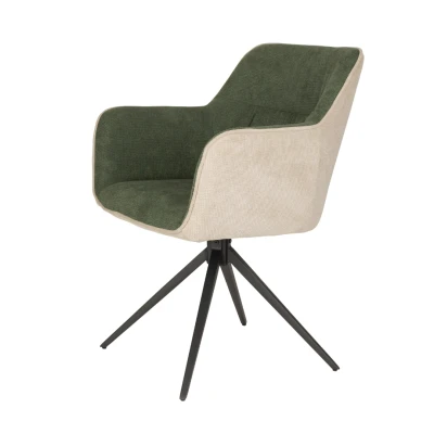 Afbeelding van Feliz Lifestyle Daley Eetkamerstoelen Beige/Groen Set van 2