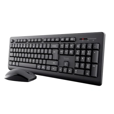 Afbeelding van Trust Primo Toetsenbord, muisset, draadloos, Duitse QWERTZ lay out, platte toetsen, spatwaterdicht, tweehands draadloze muis, een USB ontvanger, draadloos toetsenbord voor pc, computer, laptop, Mac