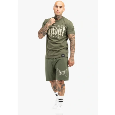 Afbeelding van Tapout Normale Passform Crashed Tshirt print, Heren, Maat: XXL, Olive sand