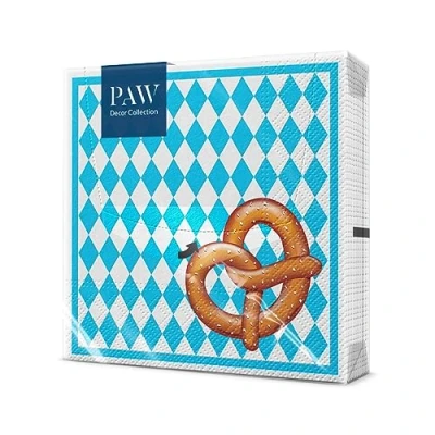 Afbeelding van PAW Papieren Servetten 3 laags (33 x 33 cm) I 20 Stuks Gedrukt met Inkt op Waterbasis Verjaardag Decoratie Ideaal voor Verjaardagsfeestjes, Recepties Kleur: Bavarian Pretzel