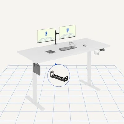 Afbeelding van FLEXISPOT QS1 PRO Elektrisch sta Bureau Hoogteverstelbaar Zit Thuiskantoor/Studiekamer​ met Kabelorganisatiebox​ &amp; 2 Haken 4 stands geheugenmodule (180x80 cm) Wit