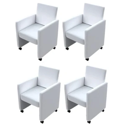 Afbeelding van vidaXL Eetkamerstoelen 4 st kunstleer wit
