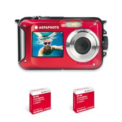 Afbeelding van AgfaPhoto Realishot WP8000 Digitale camera, compact, waterdicht, 2 batterijen + drijvende polsband inbegrepen, rood, rood