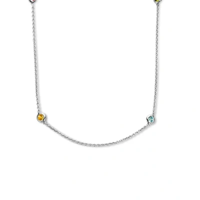 Afbeelding van zilver gerhodineerd collier meerdere kleuren zirkonia 40 + 4 cm 1335372 horloge GeelGroenPaarsRood 44