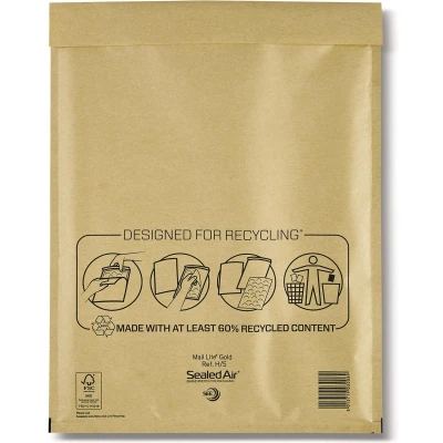 Afbeelding van Mail Lite Luchtkussenenveloppen, Goud, H/5, 270 X 360 Mm, Doos Van 50 Stuks Enveloppen