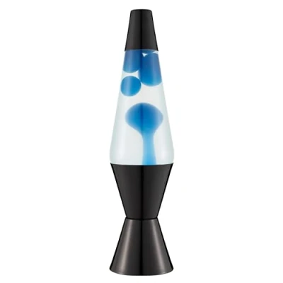 Afbeelding van LAVA® Lavalamp 2313, blauwe was, transparante vloeistof, zwarte voet en kap, originele 14,5 inch merk bewegingslamp