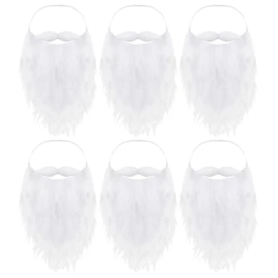 Afbeelding van happymas 6 x Sinterklaasbaard, kerstmanbaard, als kerstmankostuum en kerstmankostuum, witte baard, om te verkleden Sinterklaas, kerstman