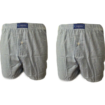 Afbeelding van Embrator 2 stuks mannen Boxershorts geweven katoen wit/blauw/oker XXL