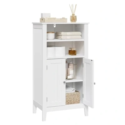 Afbeelding van EUGAD Badkamerkast Staandekast MDF met compartimenten,Opbergkast Opslagplank 92.5x30x50cm,Wit 0129WY