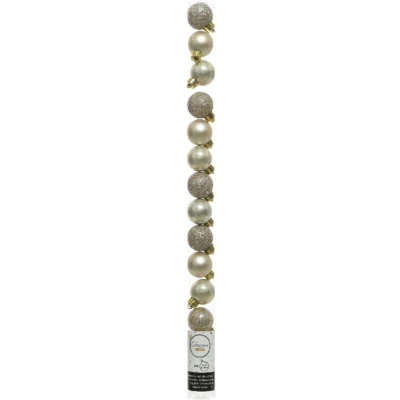Afbeelding van Decoris mini kerstballen 14x st champagne 3 cm kunststof Kerstbal