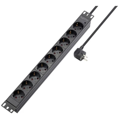 Afbeelding van Sygonix SY 5799004 Stekkerdoos 19 inch 9 voudig Zwart Randaarde stekker 1 stuk(s)