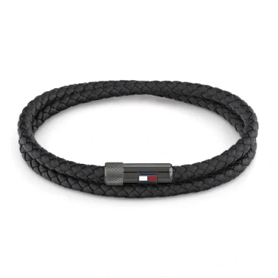 Afbeelding van Tommy Hilfiger Sieraden Heren Leren Armband Zwart 2790262S, Eén maat, Roestvrij staal
