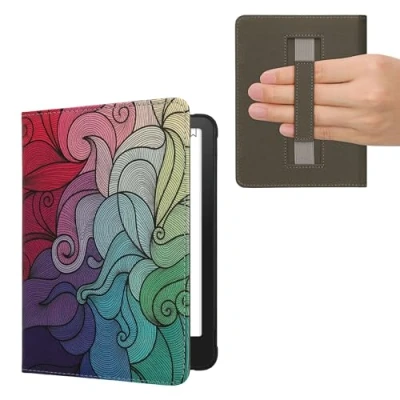Afbeelding van kwmobile E reader hoesje geschikt voor Amazon Kindle Paperwhite (2024)/Colorsoft hoes flip case met magneetsluiting Ereader cover Kleurrijk design in roze / blauw groen