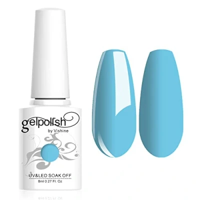 Afbeelding van Vishine Nagellak 8ml, semi permanent, gel, UV, LED, soak off, manicure, lichtblauw #1341