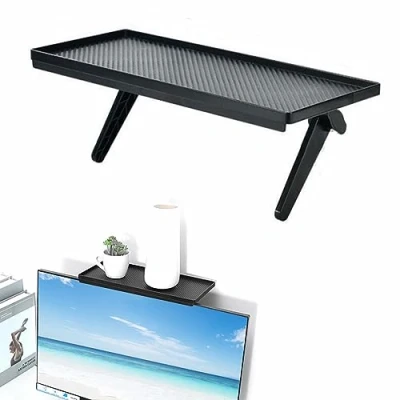 Afbeelding van DMFSHI Bovenste tv rek, rek voor opslag, montagebeugel computer, kabelbox, luidspreker, afstandsbediening multimedia apparaten, streaming (zwart)
