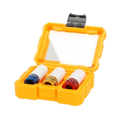Afbeelding van Tolsen Doppenset Slagmoerdoppenset 17 mm, 19 mm en 21 Chroom molybdeenstaal Kleurcodes 3 delig