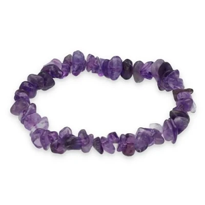Afbeelding van Lebensquelle Plus Amethist splinterarmband, echte amethist, hoogwaardige edelsteenarmband, 19 centimeters, Edelsteen