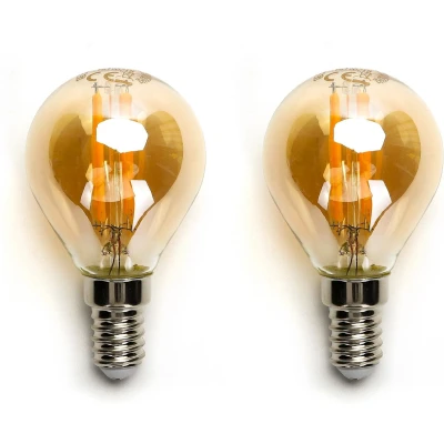 Afbeelding van Kogellamp E14 2 stuks 4W=40W warmwit 2200K amber glas