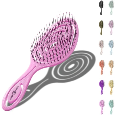 Afbeelding van Chiara Ambra spiraalvormige haarborstel antiklit Anti klit borstel voor krullen of steil haar Detangler brush dames en heren Roze