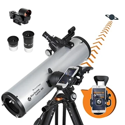 Afbeelding van Celestron 22461 StarSense Explore DX 130 Newtoniaanse reflectortelescoop met smartphone apptechnologie inclusief twee oculairs, telefoondock en in hoogte verstelbaar statief, Zwart