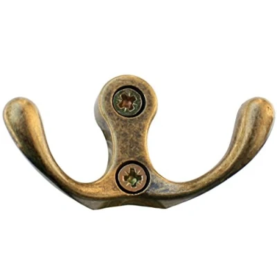 Afbeelding van Garderobehaken, kledinghaken, wandhaken, 32 oud messing