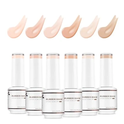 Afbeelding van Nicedeco 4 IN 1 Rubber Base Gel Nagellak Semi permanent Nail Polish UV LED Soak Off 6 X 8ML Color Art Set Gift 34